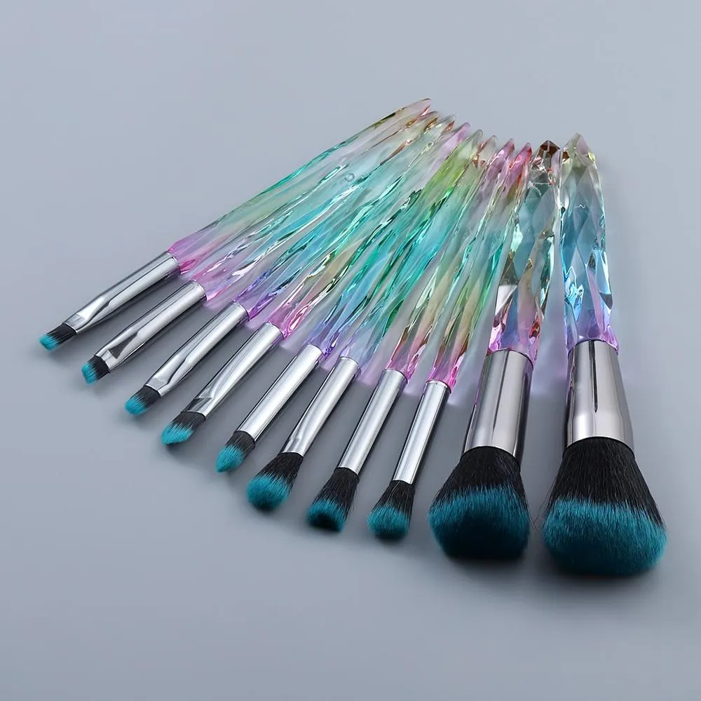 10pcs Crystal Silky Smooth Makeup Brush Set