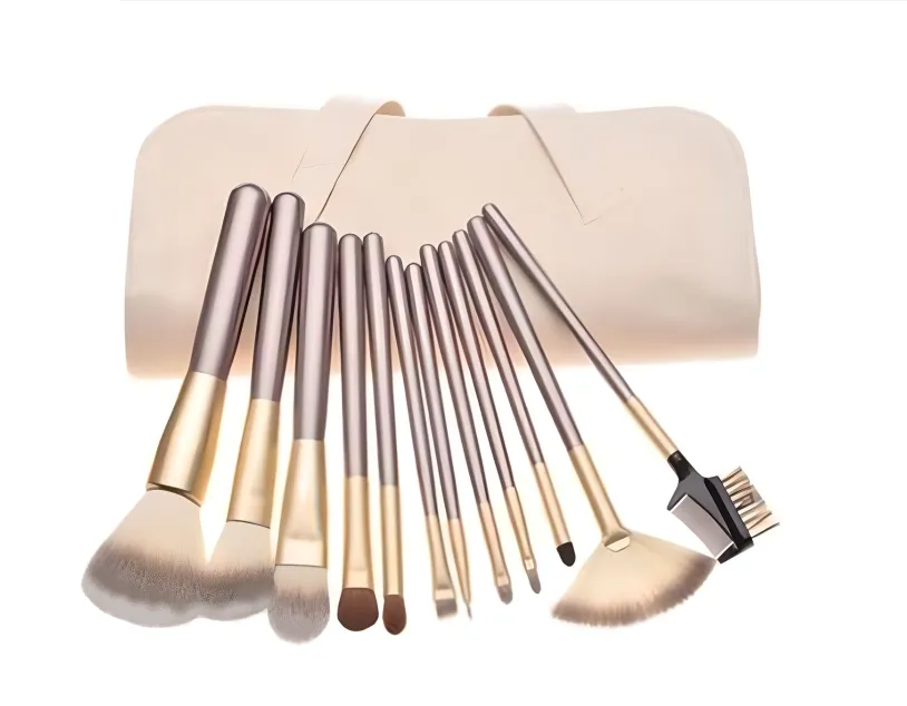 12pc Champagne Makeup Brush Set