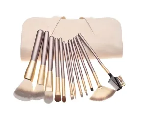 12pc Champagne Makeup Brush Set