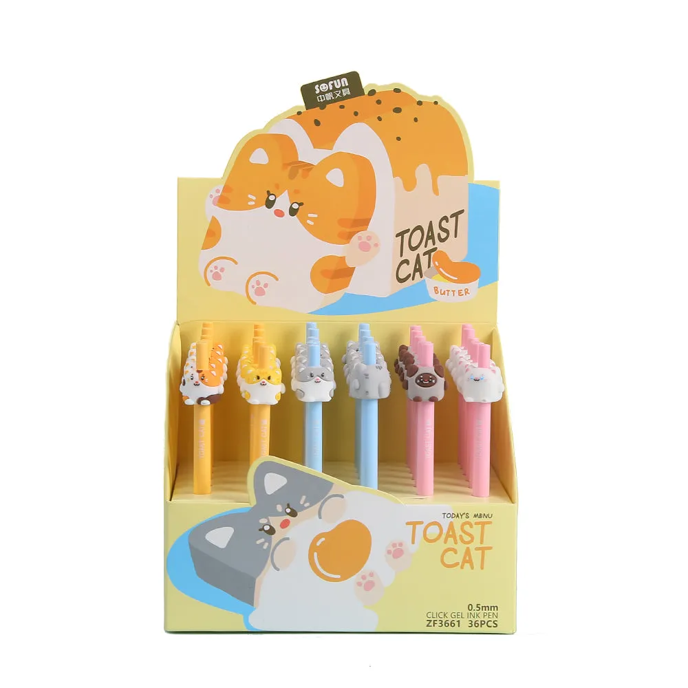 22604 TOAST CATS RETRACTABLE GEL PEN-36