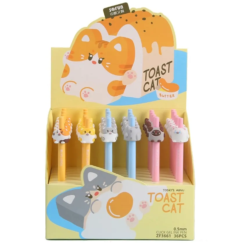 22604 TOAST CATS RETRACTABLE GEL PEN-36