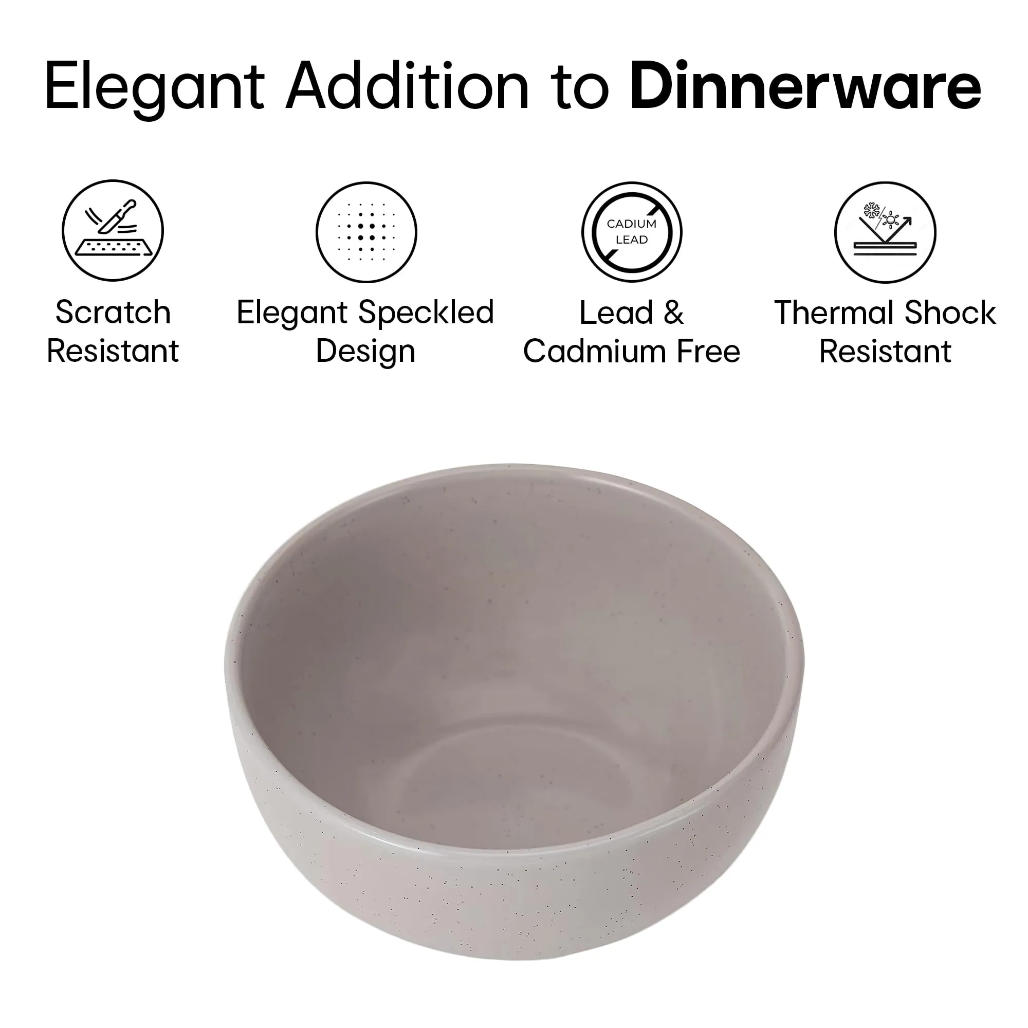 Anko 5.5" Glazed Stoneware Bowls - Set of 6 | Premium Crockery for Dining Table Ideal for Serving Soup, Salad, Dessert | Designer Bowls for Home, Kitchen, Restaurant | Speckled White