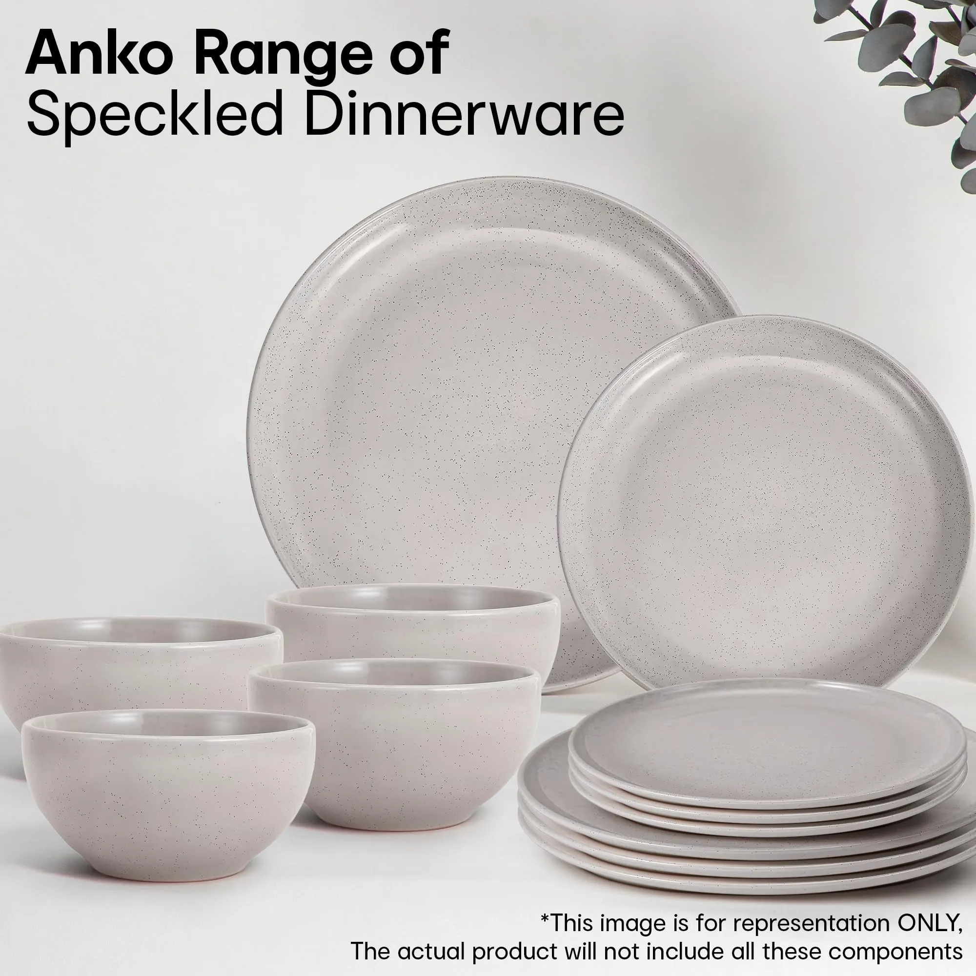 Anko 5.5" Glazed Stoneware Bowls - Set of 6 | Premium Crockery for Dining Table Ideal for Serving Soup, Salad, Dessert | Designer Bowls for Home, Kitchen, Restaurant | Speckled White