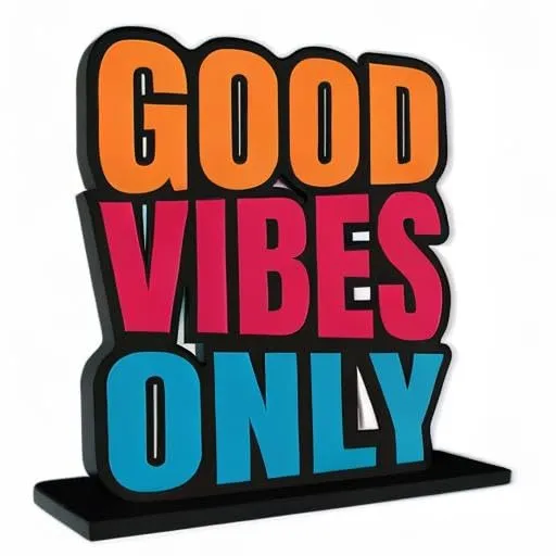 Artvibes Wooden Idols and Figurine Good Vibes Only Positive Quote Table Decor for Office Desk | Home Decor Item | Living Room | Bedroom | Modern Art Wood Showpiece Decorative Gift (SP_1101)