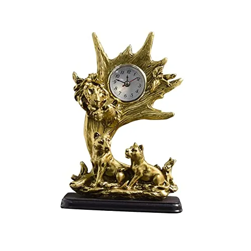 CALANDIS® Table Clock Statue Collection Figurine Table Clock for Bedroom Birthday Desk Lion | 1 Clock Statue