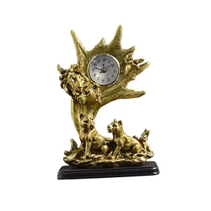 CALANDIS® Table Clock Statue Collection Figurine Table Clock for Bedroom Birthday Desk Lion | 1 Clock Statue
