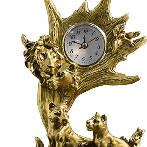 CALANDIS® Table Clock Statue Collection Figurine Table Clock for Bedroom Birthday Desk Lion | 1 Clock Statue