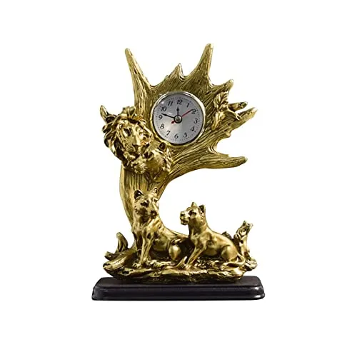 CALANDIS® Table Clock Statue Collection Figurine Table Clock for Bedroom Birthday Desk Lion | 1 Clock Statue