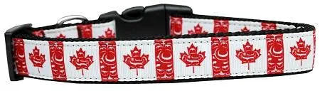 Canadian Flag in Swirls Nylon Dog Collar Medium