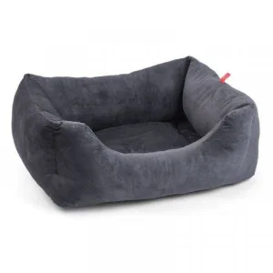 Charcoal Grey Velour Square Dog Bed