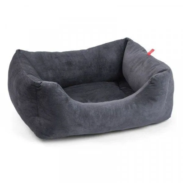 Charcoal Grey Velour Square Dog Bed