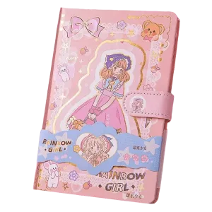 Cute Notebooks for School Magnetic Closure Cartoon Cover Journal Scrapbook