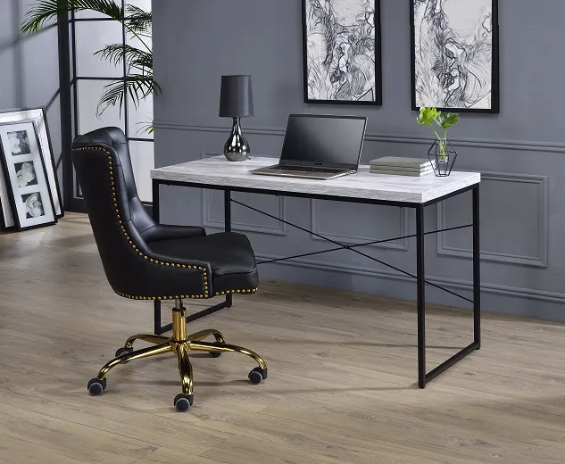 Jurgen Antique White & Black Desk