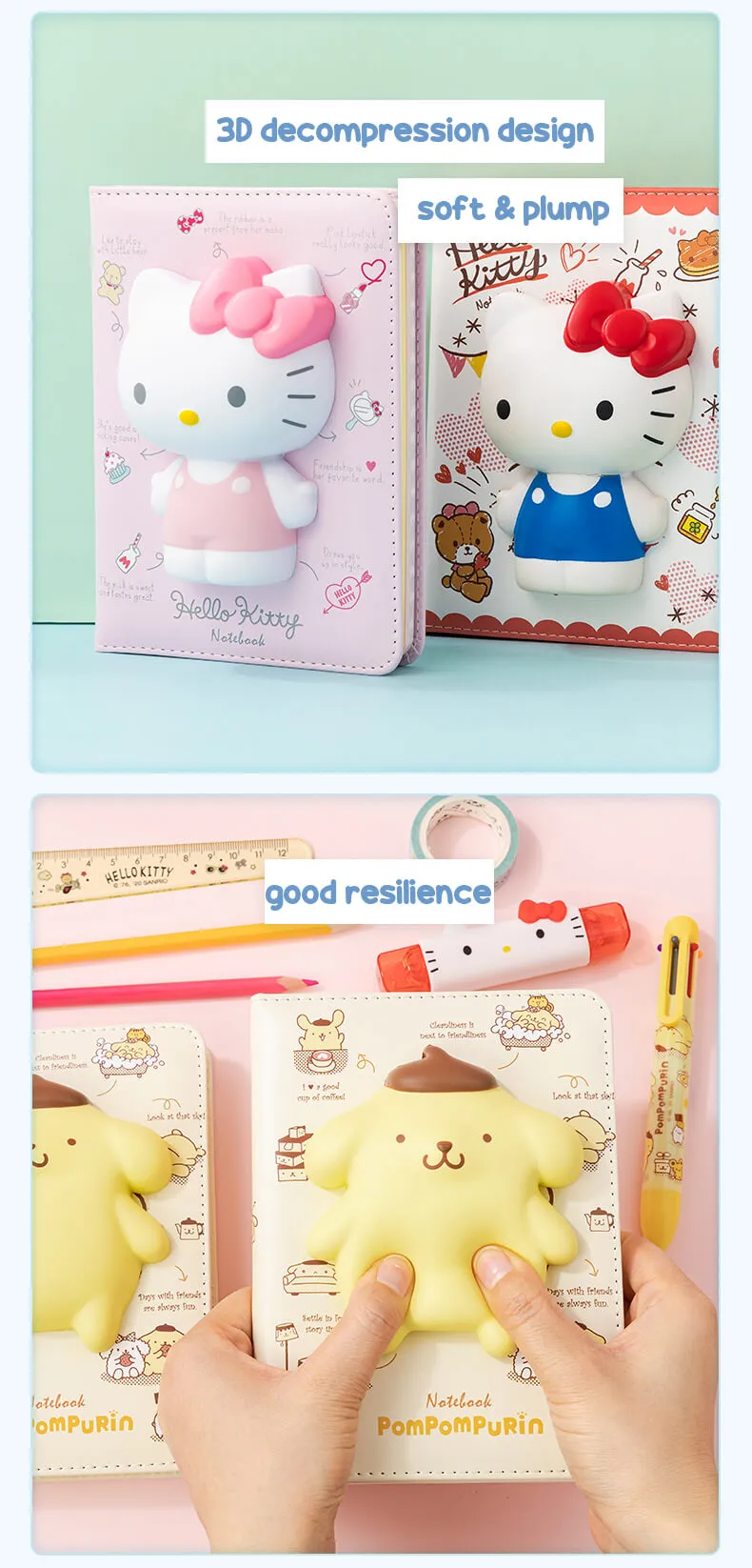 Kawaii Mini Stress Relief Squishy Notebooks
