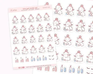 Let’s Get Made Up – Kawaii Makeup & Beauty Planner Stickers | Self-Care & Skincare Stickers | Katnipp 003