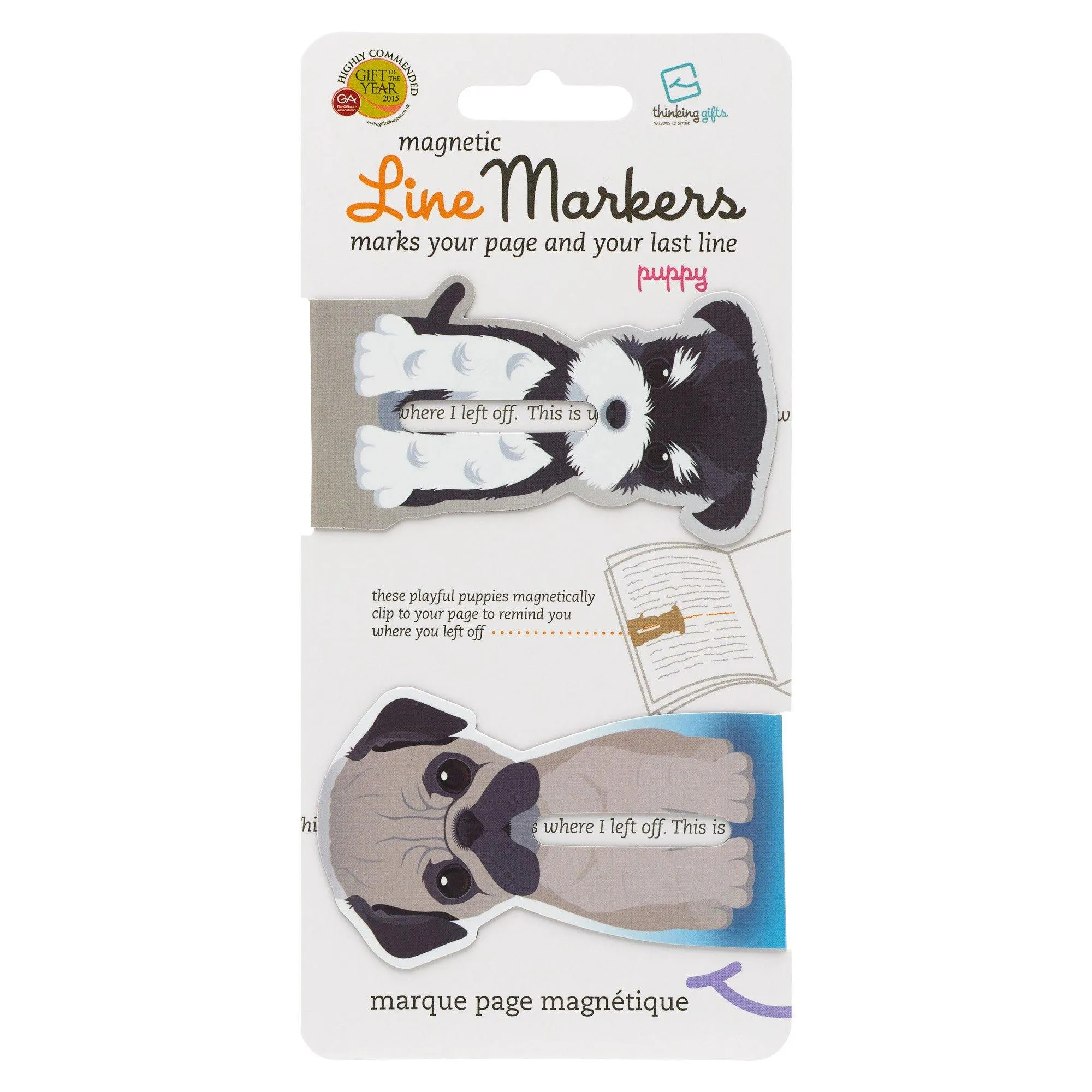 Linemarker Set of 2 Magnetic Bookmark (Dogs)