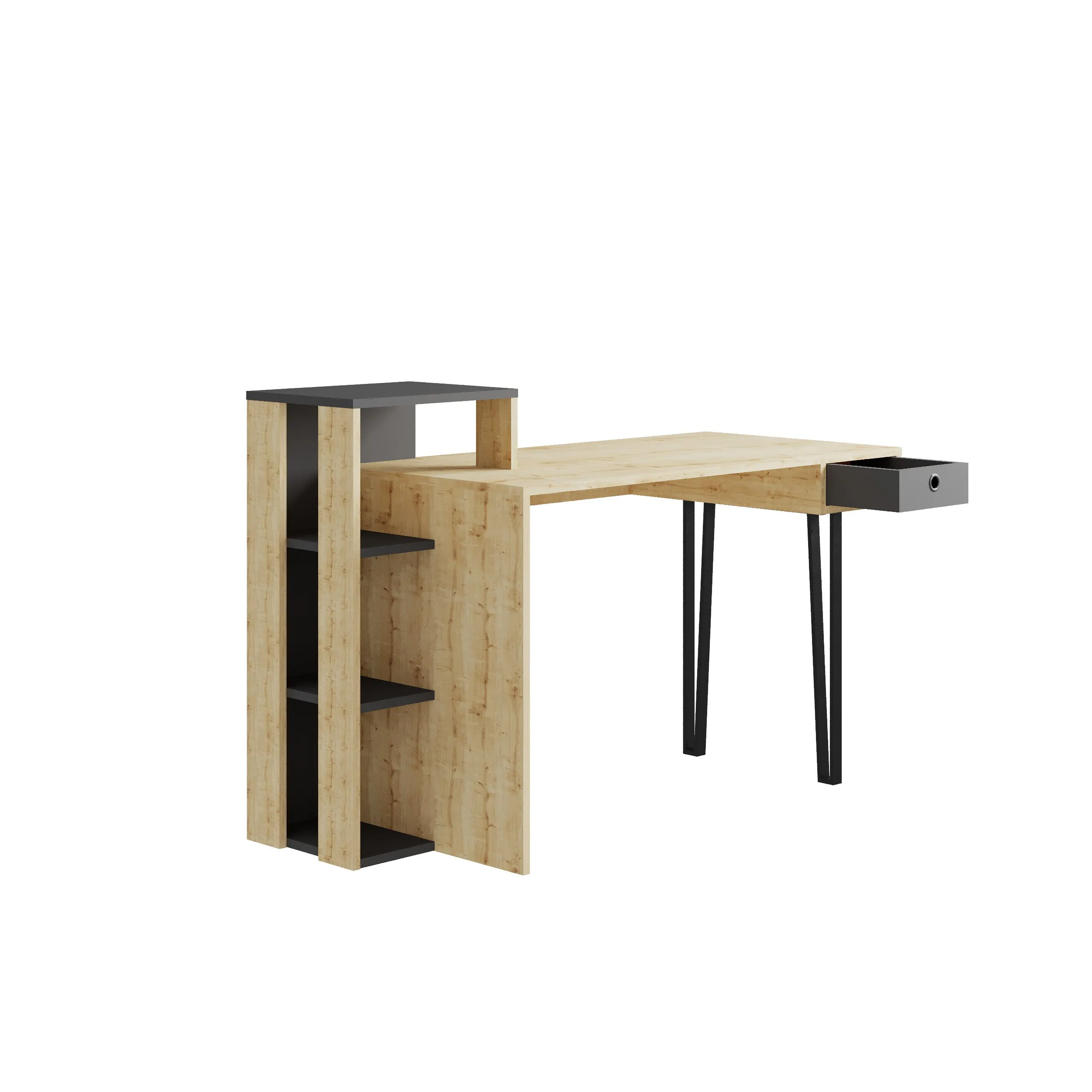 Loyd Study Desk With Drawer And Bookshelves Width 141cm