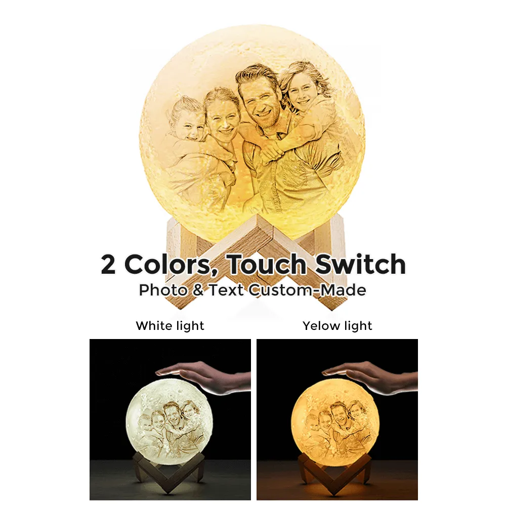 Moon Lamp Photo Lamp Shades Custom Picture Light & Engraving Custom 3D Print Luna Light Painting Light