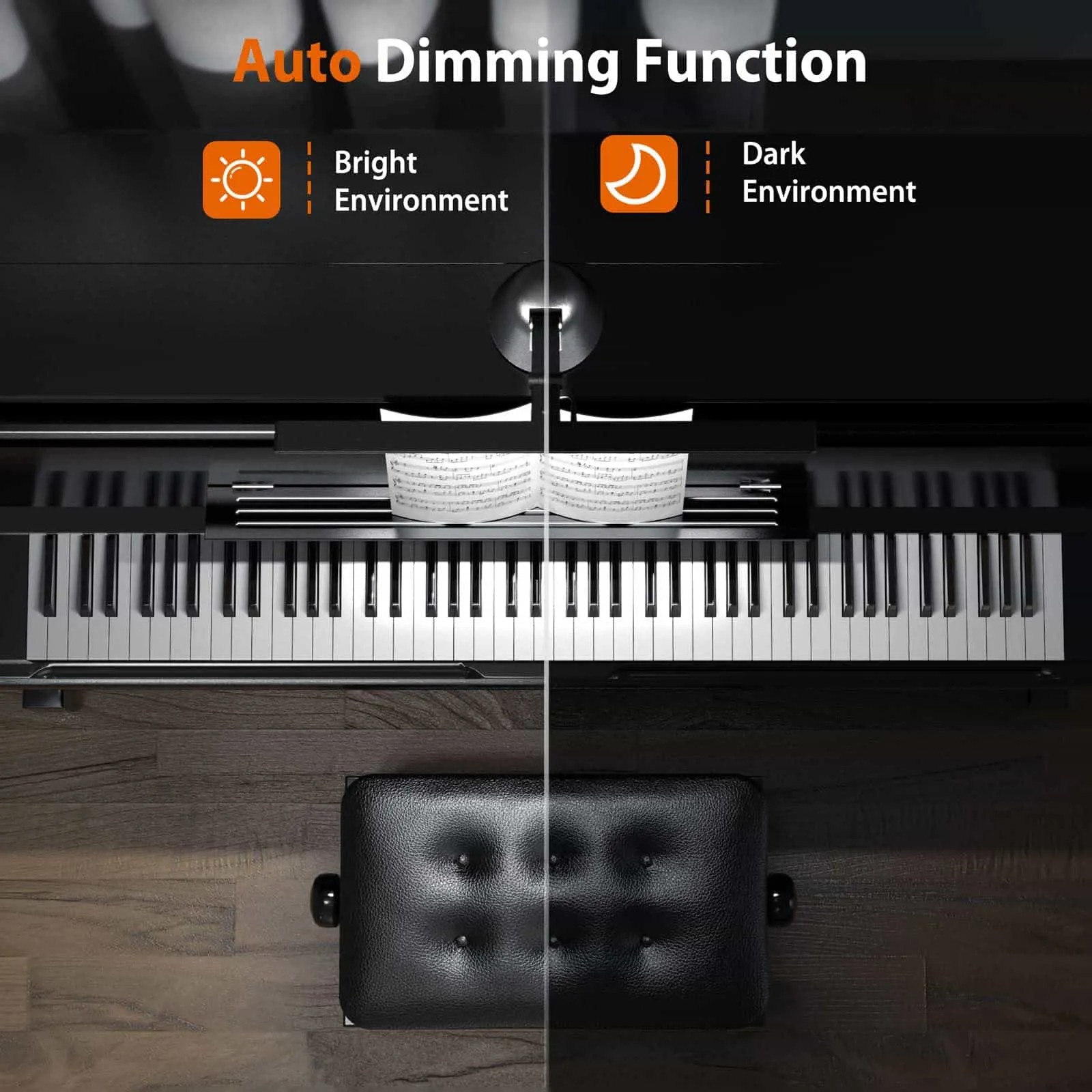 New Max 12W Professional Eye Caring Piano Lamp 55'' with Auto-Dimming