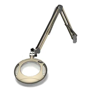 OC White 42400-5 Green-Lite&reg; LED Magnifier with 6" Round, 5 Diopter Lens & Edge Clamp, Shadow White