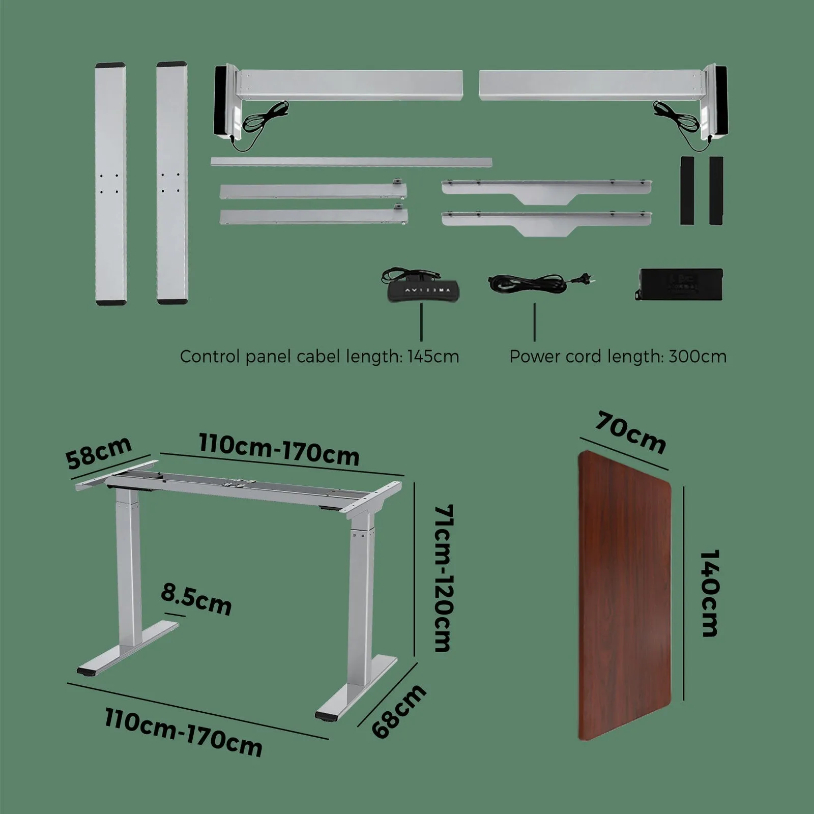 Oikiture Height Adjustable Standing Desk Electric Dual Motor Sit Stand Up Walnut