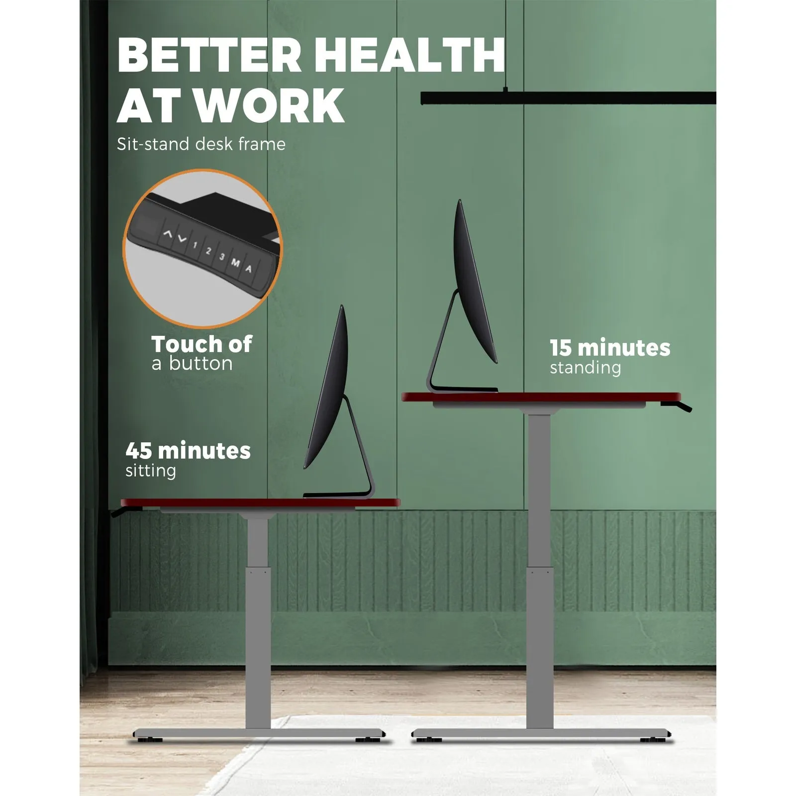 Oikiture Height Adjustable Standing Desk Electric Dual Motor Sit Stand Up Walnut