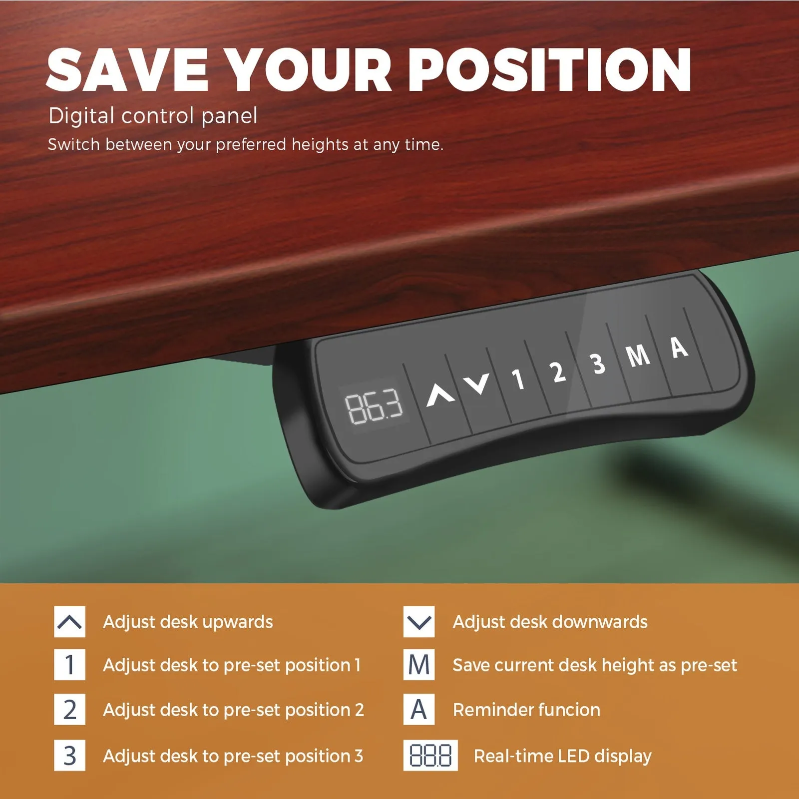 Oikiture Height Adjustable Standing Desk Electric Dual Motor Sit Stand Up Walnut