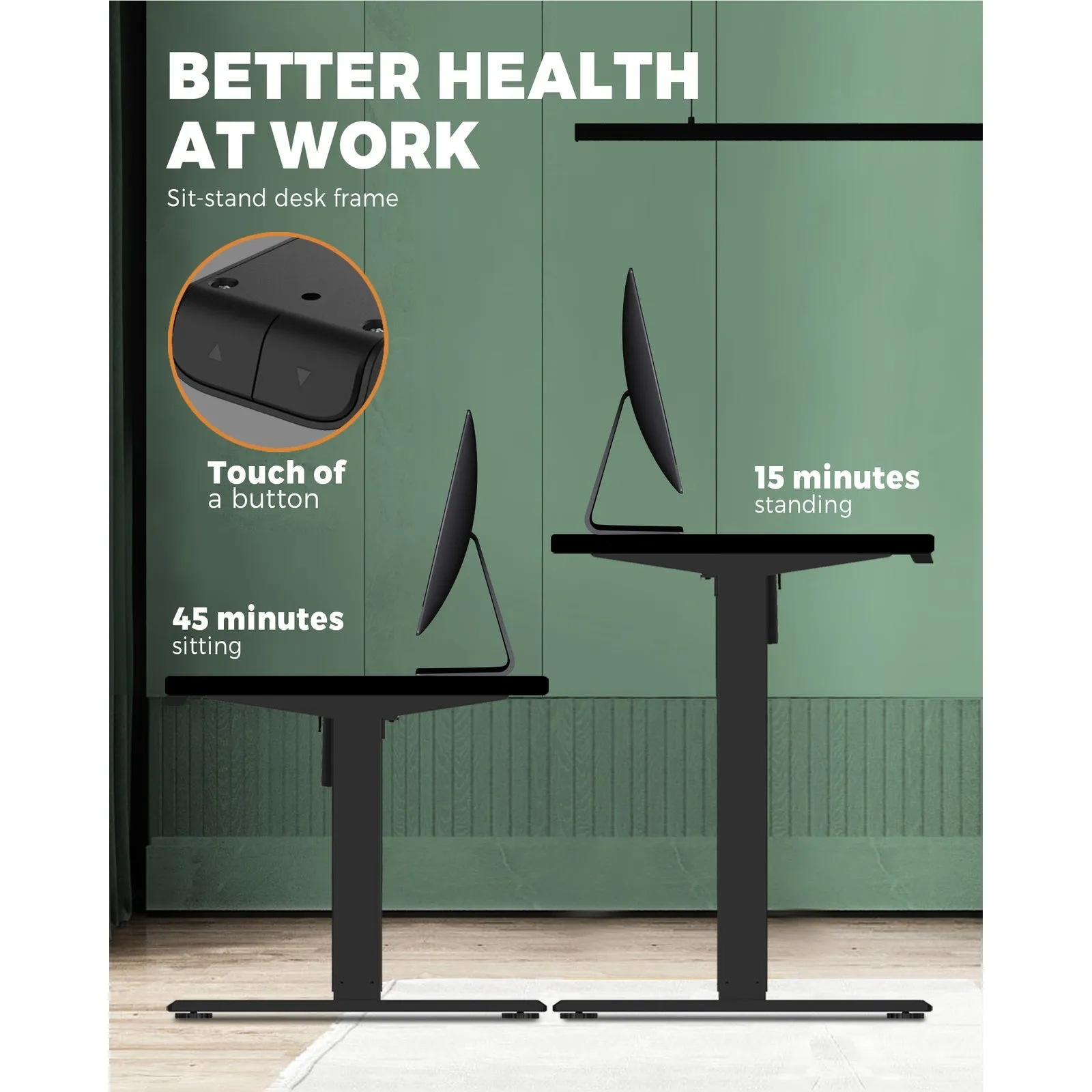Oikiture Standing Desk Motorised Electric Height Adjustable Sit Stand Table Home