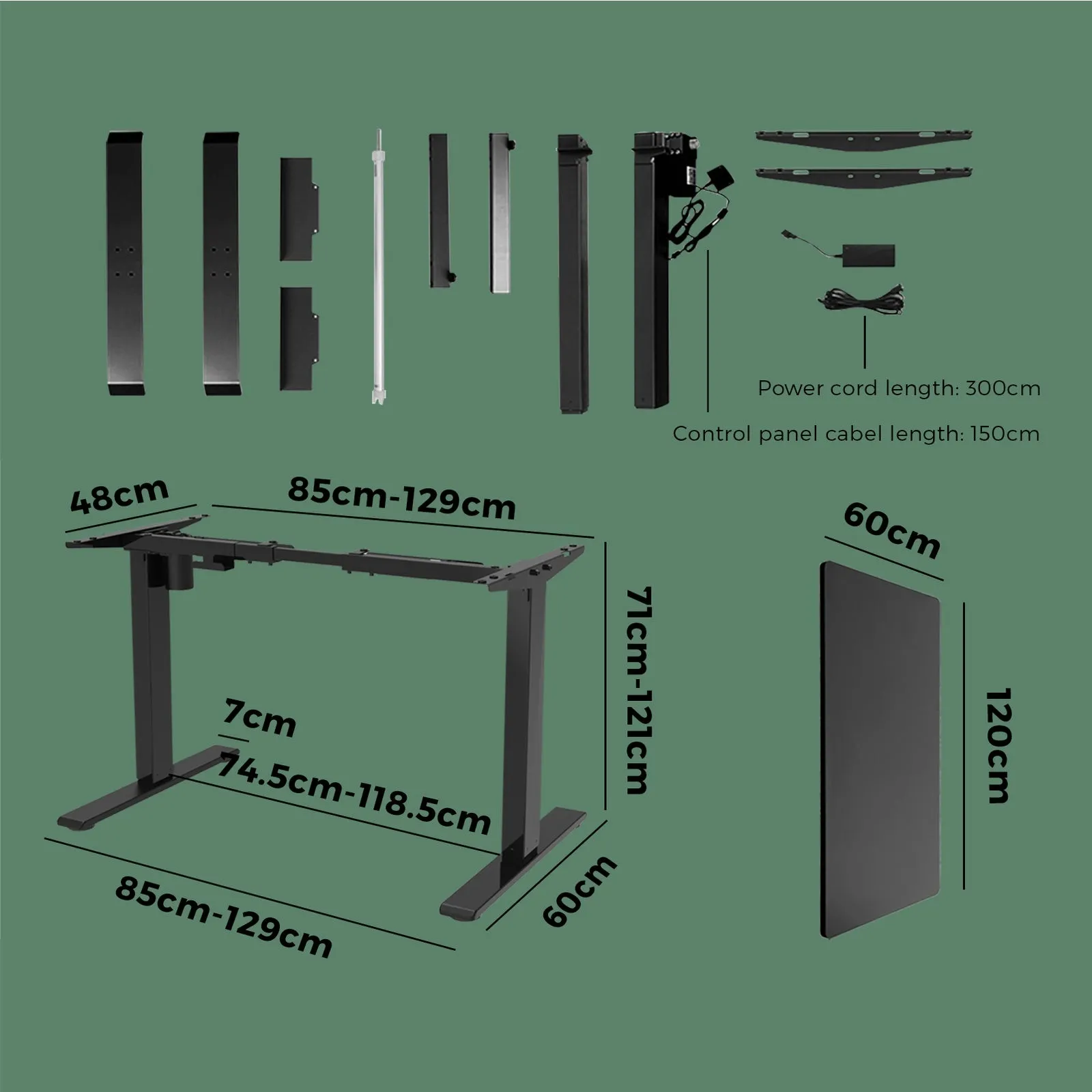 Oikiture Standing Desk Motorised Electric Height Adjustable Sit Stand Table Home