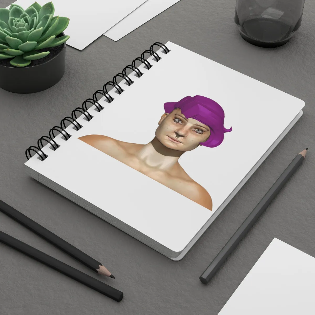 Purple Hair Girl Spiral Bound Journal