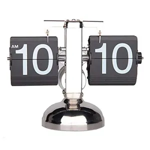 QGT Clocks Balance Shaped Metal Auto Flip Down Clock Desktop Decorative Clock with Single Holder