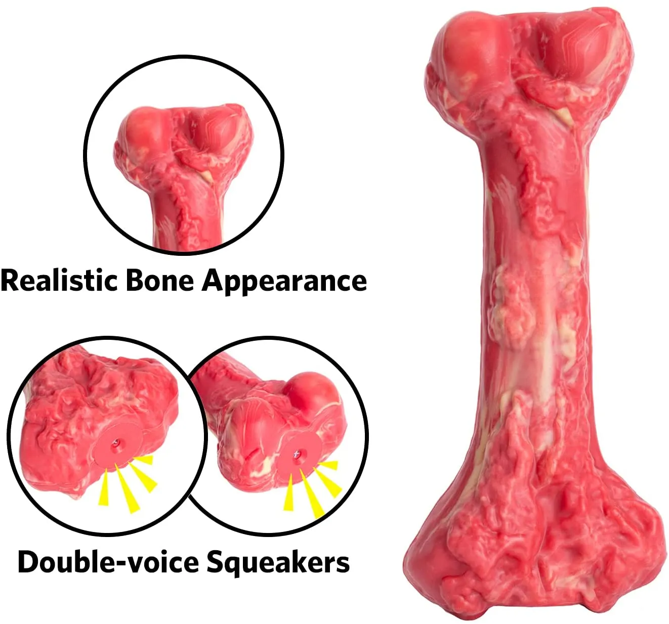 QUMY Dog Chew Toys Squeaky Bone
