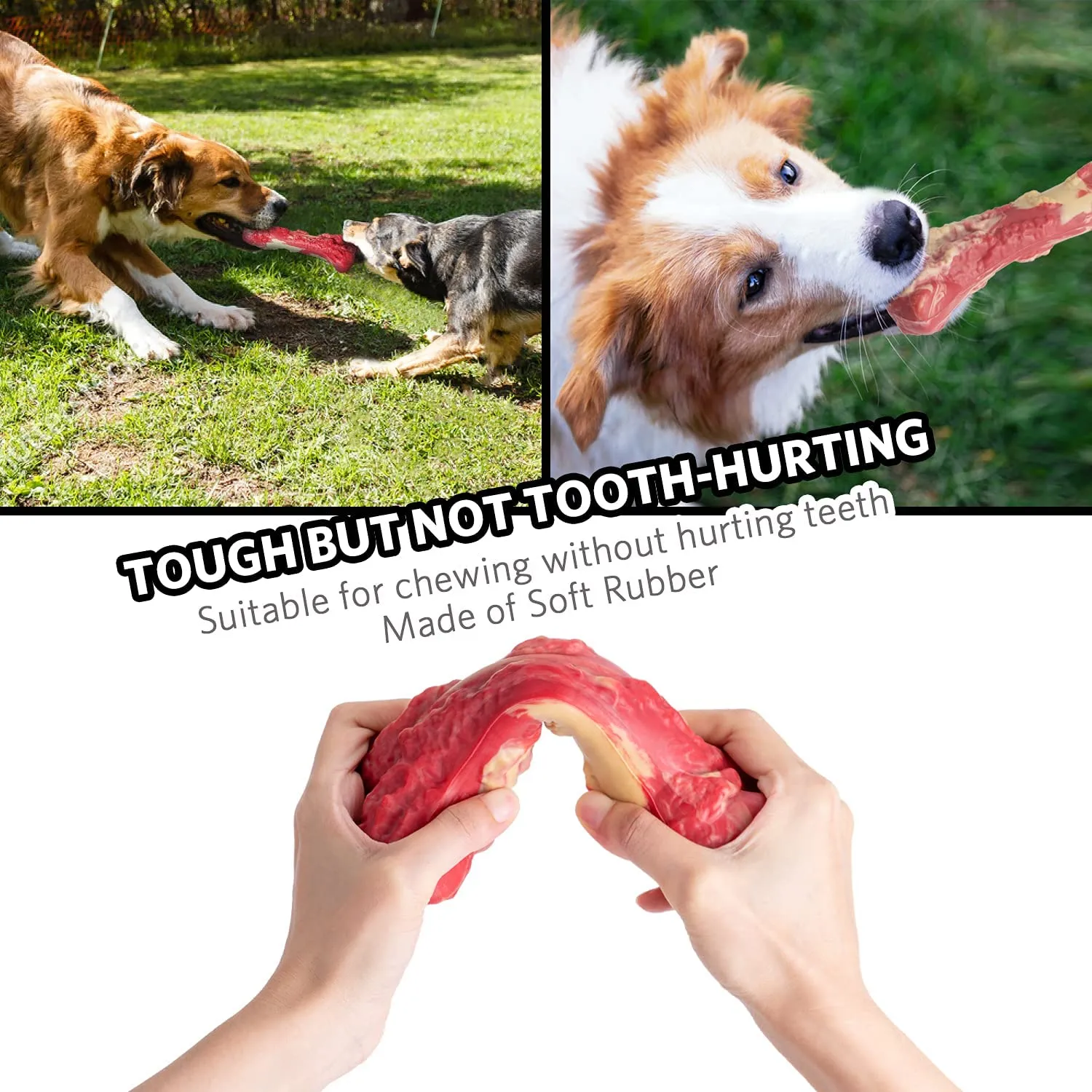 QUMY Dog Chew Toys Squeaky Bone
