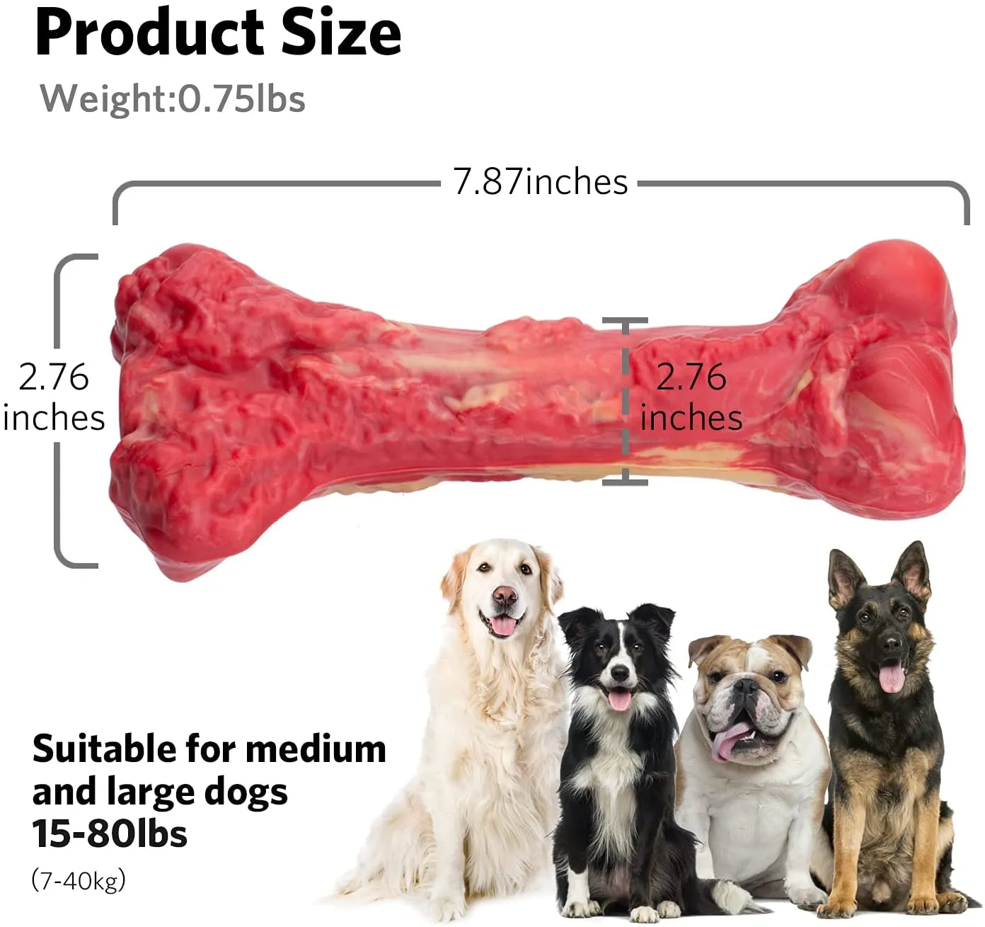 QUMY Dog Chew Toys Squeaky Bone