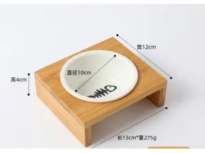 Single Ceramic Bowl With Bamboo Frame 13*12*4Cm