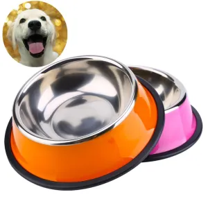 Stainless Steel Base Feeder Bowls  with Anti-slip Rubber for Dogs Cats and Pets