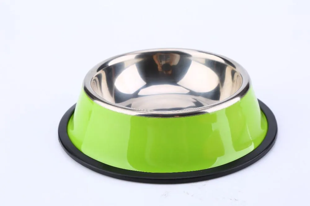 Stainless Steel Base Feeder Bowls  with Anti-slip Rubber for Dogs Cats and Pets
