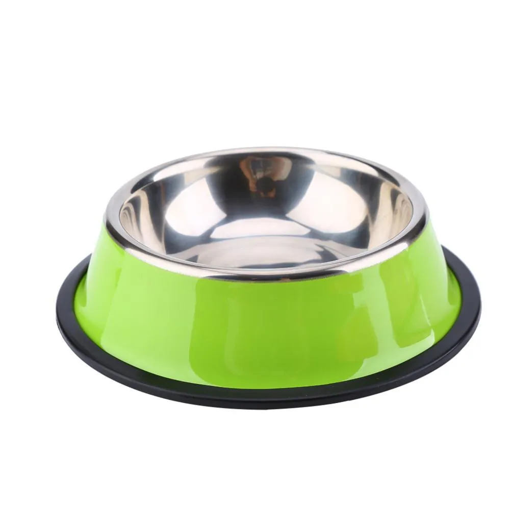 Stainless Steel Base Feeder Bowls  with Anti-slip Rubber for Dogs Cats and Pets