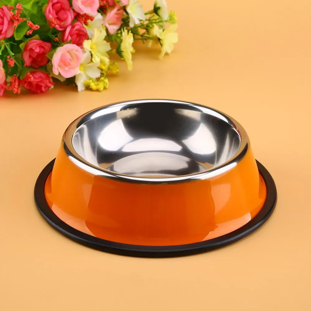 Stainless Steel Base Feeder Bowls  with Anti-slip Rubber for Dogs Cats and Pets