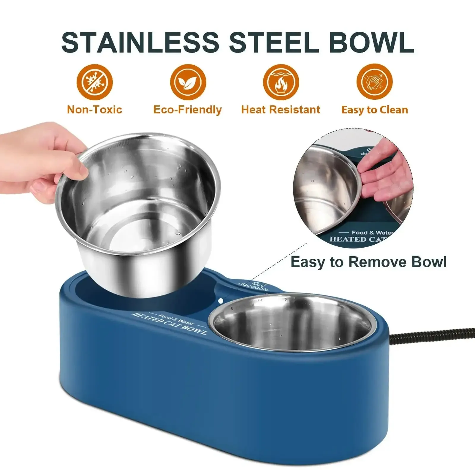Stainless Steel Heated Pet Bowl
