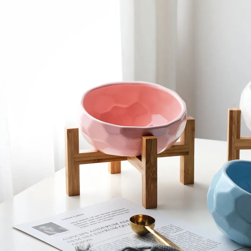 Tilted Elevated Raised Ceramic oblique bucket mouth cat dog food bowl