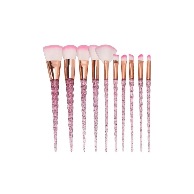 Unicorn Glitter Design Makeup Brushes Set